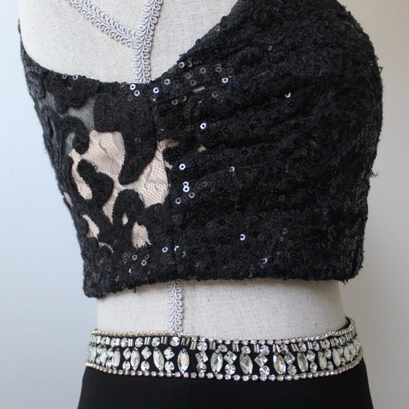 Alyce Paris Two Piece Black Homecoming Dress Size4 - Picture 7 of 12